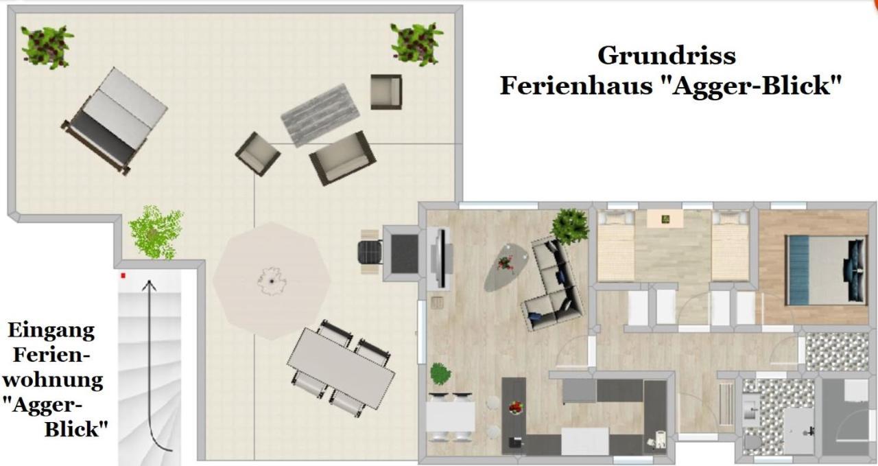 Seeblick-Ferienwohnung Im "Ferienhaus Agger-Blick" Mit Traumhafter Sonnen-Terrasse, Sauna, E-Kamin & Kajak Gummersbach Eksteriør bilde