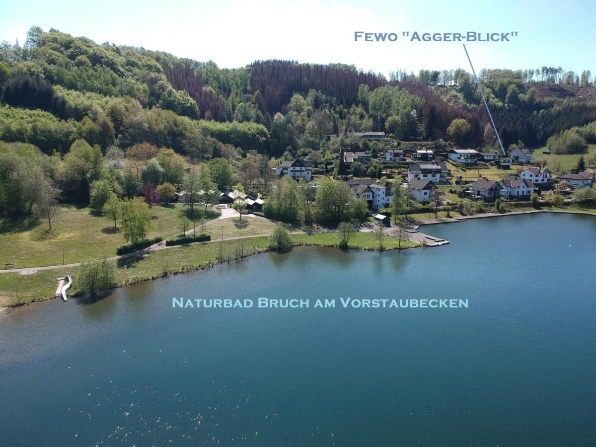 Seeblick-Ferienwohnung Im "Ferienhaus Agger-Blick" Mit Traumhafter Sonnen-Terrasse, Sauna, E-Kamin & Kajak Gummersbach Eksteriør bilde