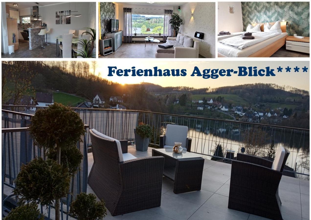 Seeblick-Ferienwohnung Im "Ferienhaus Agger-Blick" Mit Traumhafter Sonnen-Terrasse, Sauna, E-Kamin & Kajak Gummersbach Eksteriør bilde